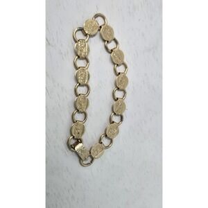 Sarah Coventry Signed Vintage Stamped Design Bracelet Gold Link 7